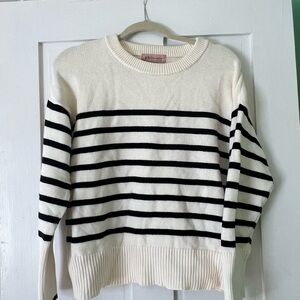 Philosophy Ivory and Black Striped Crewneck Sweater